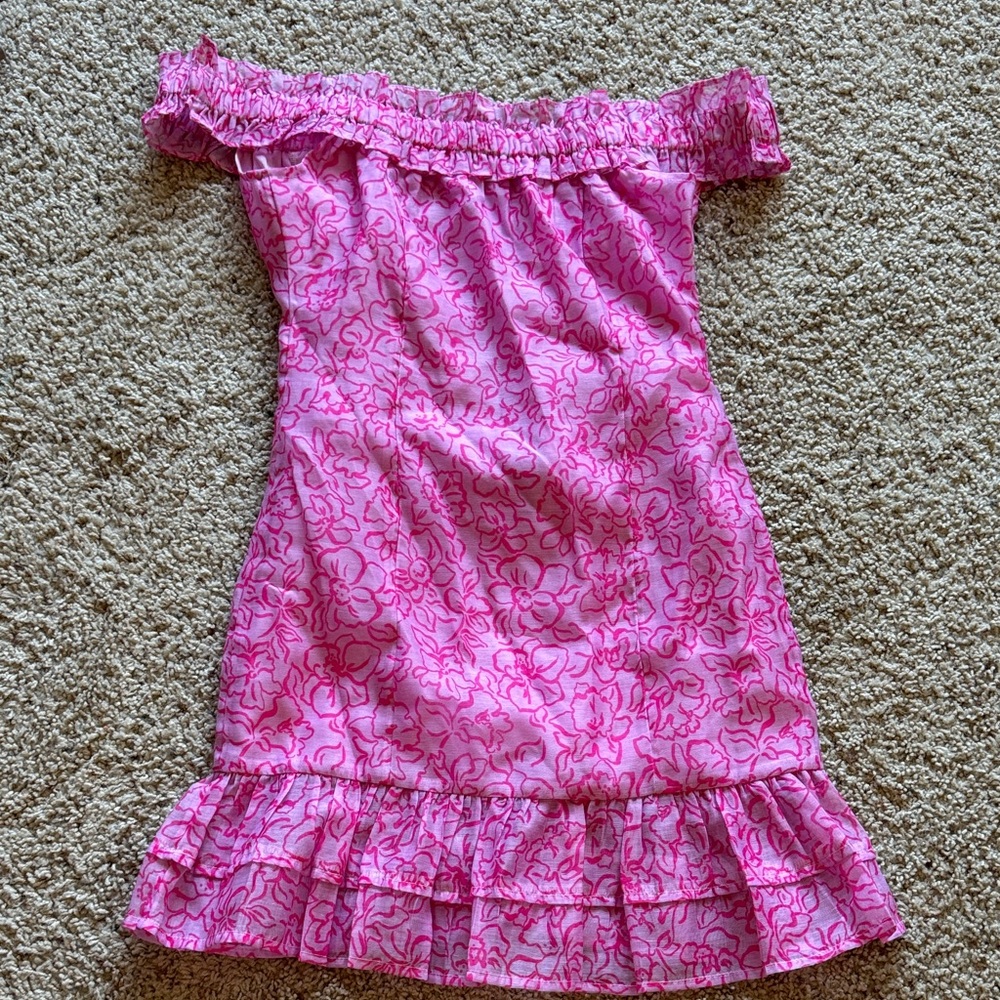 Lovers + Friends Pink Floral Off-Shoulder Mini Dress